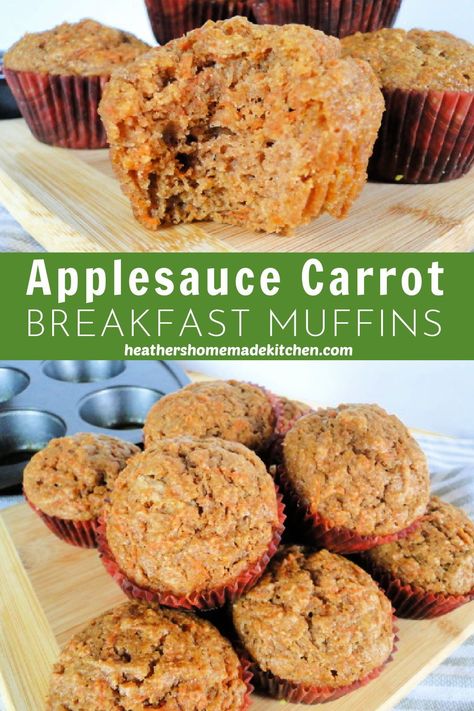 Carrot Breakfast Muffins, Muffins Made With Applesauce, Muffins Aesthetic, Healthier Muffins, Muffins With Applesauce, Carrot Breakfast, Carrot Muffins Easy, Carrot Oatmeal Muffins, Oatmeal Applesauce Muffins