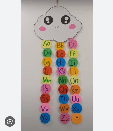 Alphabet Chart Ideas For Preschool, Kindergarten Classroom Decor Diy, Hanging Chart Paper In Classroom, How To Decorate A Preschool Classroom, Alphabets Decoration Classroom, Class Decoration For Nursery, Chart Paper Activities Preschool, Charts For Nursery Classroom, Alphabet Tlm For Kids