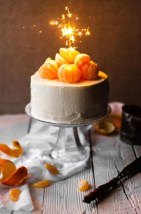 Creamsicle Clementine Cake Clementine Birthday Cake, Clementine Birthday Party, Vanilla Layered Cake, Clementine Birthday, Clementine Cake Recipe, Clementine Party, Simple Whipped Cream, Mousse Cake Filling, Clementine Cake