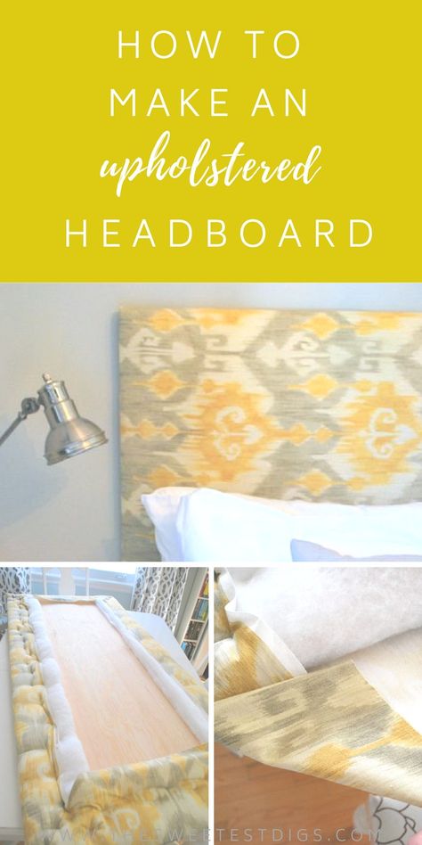 How to make a #DIY #upholstered #headboard for your #bedroom! How To Make A Bed Headboard, Diy Headboards For Beds, Diy Large Headboard, How To Make A Fabric Headboard, Make Headboard Diy, How To Make Headboards For Beds, Diy Fabric Headboard Ideas, Diy Headboard Makeover, How To Upholster A Headboard