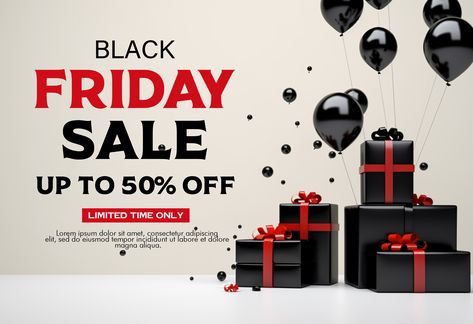 PSD black friday sale banner template and background design with black friday balloons Black Friday Sale Banner Design, Black Friday Graphic Design, Black Friday Design Graphics, Black Friday Banner Design, Black Friday Design Ideas, Black Friday Background, Black Friday Graphic, Black Friday Advertising, Motion Design Trends