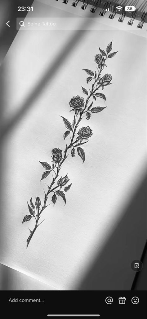 Roses Wrap Around Tattoo, Fine Line Rose Spine Tattoo, Rose Throne Vine Tattoo, Rose Vine With Thorns Tattoo, Rose Tattoos Thigh, Rose Tattoo Wrapped Around Wrist, Rose Tattoo Wrapped Around Arm, Thorn Shoulder Tattoo, Rose Spin Tattoo