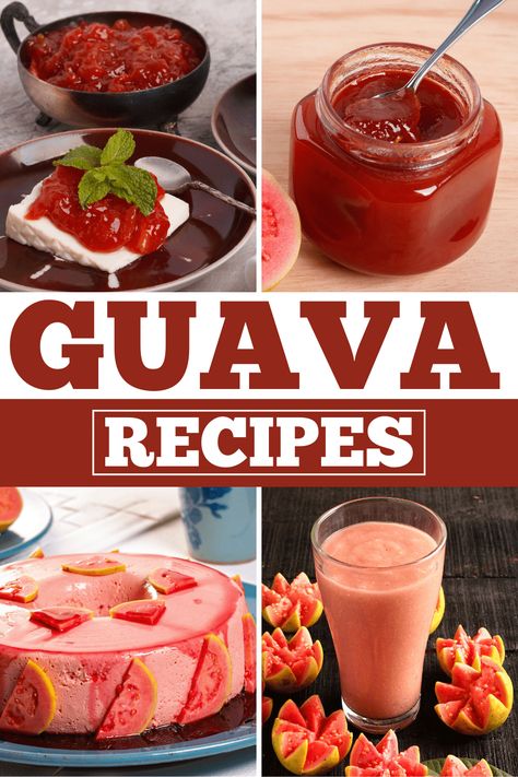 Try these guava recipes for something light, tropical, and sweet! From bread to smoothies to cheesecake, guava adds a wonderful flavor to so many foods. Recipes With Guava Fruit, Fresh Guava Recipes, Guava Bars, Shareable Snacks, Tropical Fruit Recipes, Guava Desserts, Guava Syrup, Dessert Favorites, Hawaii Recipes