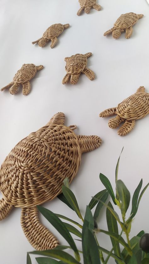 Set of 7 Turtle Wicker Hanging Decor, Wicker Nautical Wall Decor, Beach House Decor - Etsy Decoration Surf, Beach Room Decor, Beach Nursery, Ocean Room, Beachy Room, Baby Room Inspiration, Nautical Wall Decor, Beach Room, Nursery Room Inspiration