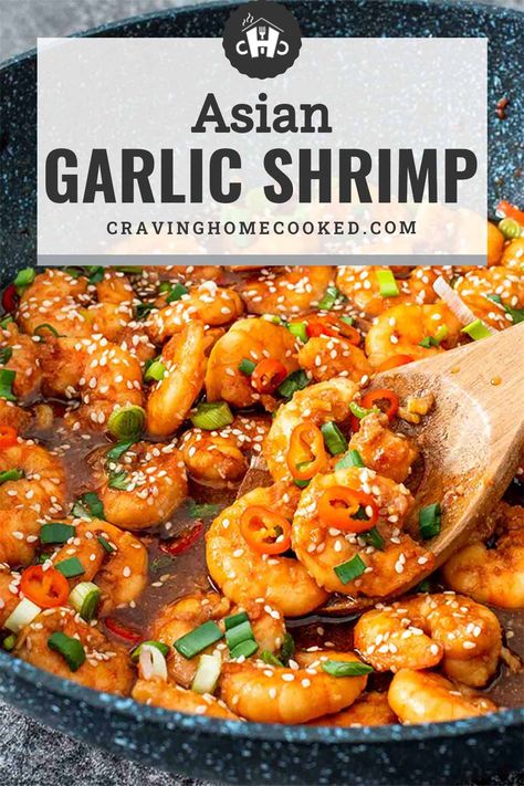 Stir-fried to perfection and then tossed in a super garlicky sauce with a hint of ginger, splash of sesame oil, and just a touch of heat, you are going to fall in love with this Asian Garlic Shrimp! It’s a super quick and easy 20-minute recipe that you can serve over rice, with noodles, or even as a starter making it an absolutely delicious, simple to make, and versatile dish! #asian #garlicshrimp #recipe Best Asian Shrimp Recipe, Shrimp With Garlic Sauce Chinese, Asian Flavored Shrimp, Garlic Shrimp Noodles Asian, Shrimp In Garlic Sauce Chinese, Asian Garlic Shrimp, Asian Marinade For Shrimp, Asian Sauce For Shrimp, Asian Dishes With Shrimp