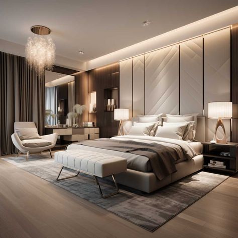 Bedroom Ideas Luxury, Letto King Size, 7 Elements, Contemporary Bedroom Design, Luxe Bedroom, Big Bedrooms, Bedroom Interior Design Luxury, Modern Luxury Bedroom, Luxury Bedroom Design