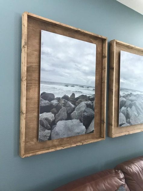 Custom Wood Frames, Diy Shadow Box, Picture Frame Decor, Wood Photo Frame, Diy Picture, Photo On Wood, Frame Decor, Diy Frame, Small Living