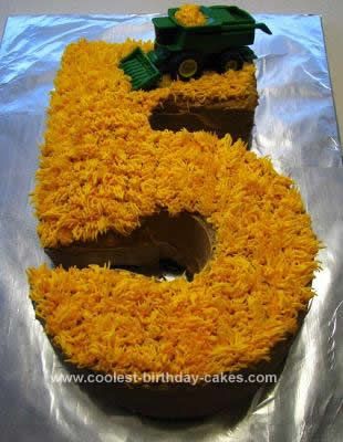 Homemade Farming Cake: I made this Farming Cake for my son's 5th birthday. He wanted a combine cake, but I wasn't sure I was ready to do that so we agreed on a number 5 with Barn Cake Ideas, Diy 21st Birthday Cake, Farming Cake, Tractor Cakes, Combine Cake, Birthday Cake Easy, Farm Birthday Cakes, Barnyard Cake, Barn Cake