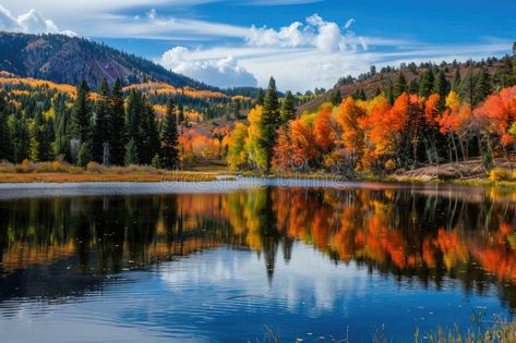 A scenic landscape with vibrant autumn colors. royalty free stock photography Orange Landscape Photography, Adirondacks Fall Foliage, Autumn Landscape Desktop Wallpaper, Fall Leaves Mountains, Stock Photography Free, Scenic Landscape, Stock Photography, Landscape Art, Fall Colors