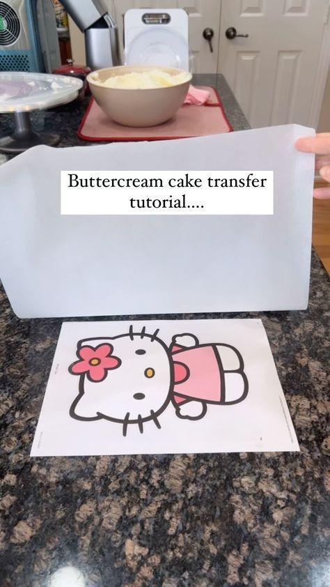 Sheet Cake Buttercream Decorating Ideas, Designed Sheet Cake, Hello Kitty Sheet Cake, Smith Cake, Buttercream Transfer, Fancy Birthday Cakes, American Buttercream Recipe, Fancy Baking, Cake Stencils