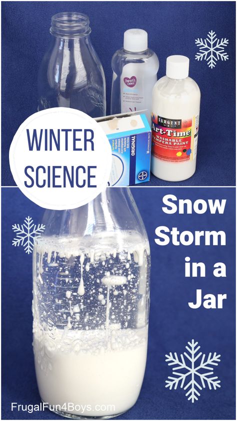 Learning Weather Preschool, Penguin Experiment, Snow Storm In A Jar, Storm In A Jar, Snowstorm In A Jar, January Planning, Planning 2023, Winter Science Activities, Winter Science Experiments