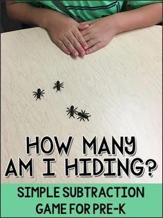 "How Many Am I Hiding?" is a simple subtraction math game for Pre-K, Preschool, Kindergarten children to practice number concepts. #mathforchildren #mathgamesforkids Simple Subtraction, Preschool Math Games, Kindergarten Math Games, Subtraction Activities, Math Games For Kids, Prek Math, Math Game, Math Addition, Math Methods