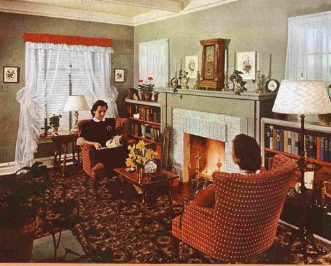 1940s House Decor, 1940s Interior Design Living Rooms, 1940s Home Aesthetic, 1940 Living Room, 1940s Home Decor Interior Design, 40s Interior Design, 1940s Decor Interior Design, 1940s Room, 40s Home Decor