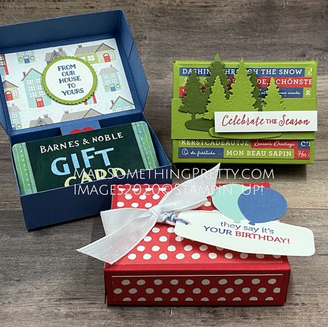 Gift Card Box Tutorial Gift Cards Boxes Ideas, How To Make A Small Gift Box From Card Stock, Candy Gift Card Holder, Stampin Up 3d Projects Gift Ideas Christmas, Stampin Up Scalloped Gift Card Boxes, Gift Card Box Ideas, Gift Card Boxes Diy, Wrapping Hacks, Card Box Holder