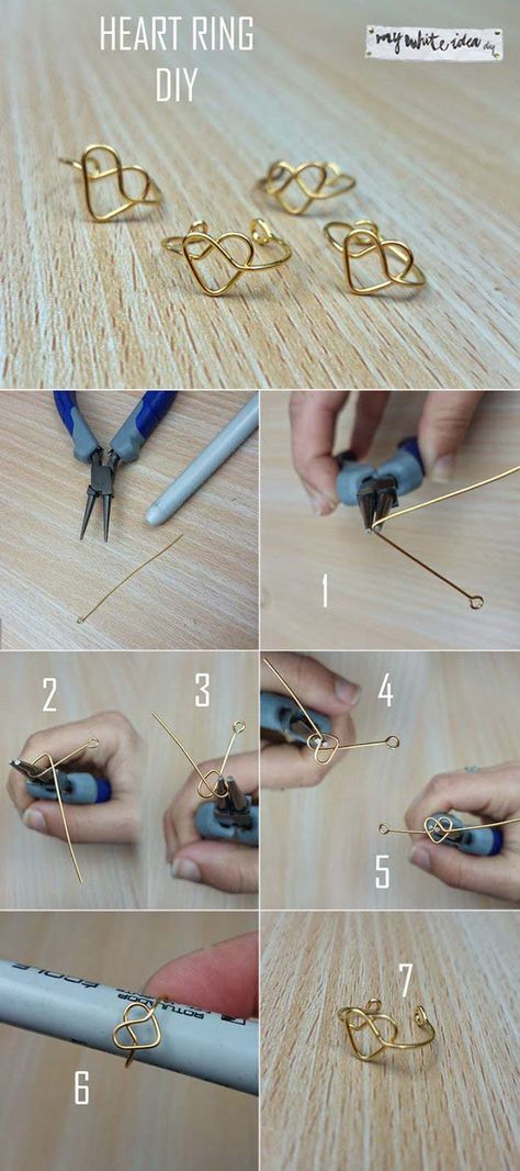 Crafts to Make and Sell - Heart Ring DIY - Easy Step by Step Tutorials for Fun, Cool and Creative Ways for Teenagers to Make Money Selling Stuff - Room Decor, Accessories, Gifts and More http://diyprojectsforteens.com/diy-crafts-to-make-and-sell Heart Rings Diy, Cincin Diy, Wire Rings Tutorial, Simpul Makrame, Diy Projects To Make And Sell, Fun Diy Craft Projects, Diy Jewelry To Sell, Diy Projects To Sell, Sell Diy