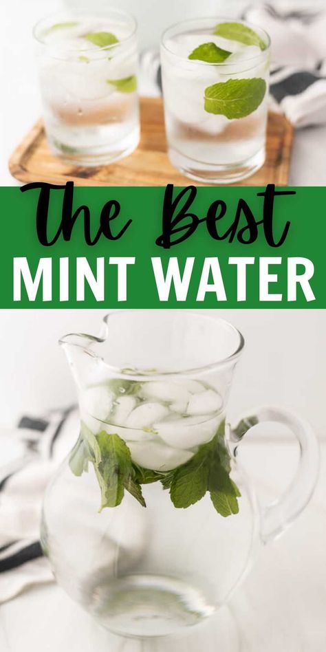 This easy Mint Water Recipe is just what you need to beat the heat. It is light and refreshing while being super easy to prepare. This mint water is easy to make at home and is the perfect summer drink recipe. #eatingonadime #mintrecipes #waterrecipes #drinkrecipes Water With Mint Leaves, Mint Infused Water Recipes, Fresh Mint Drinks, Mint Water Recipes, Mint Recipes Drink, Mint Drinks Nonalcoholic, Fresh Mint Uses, Drinks With Mint, Mint Water Benefits