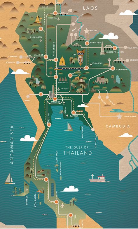 Thailand Map, Rayong, Infographic Map, Travel Infographic, Korat, Koh Phangan, Zadar, Illustrated Map, Travel Maps