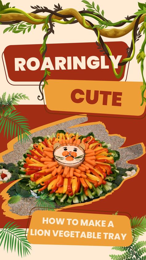 Lion Head Veggie Tray – a roaring sensation that's sure to elevate your next gathering! 🦁🌱 Unleash the King of the Jungle onto your table with this enchanting and nutritious centerpiece. Crafted with meticulous attention to detail, this Lion Head Veggie Tray is a delightful fusion of creativity and healthfulness. Watch as your guests marvel at the artistry of colorful bell pepper slices, crisp carrot sticks, and crunchy celery forming the majestic mane that surrounds the proud lion's face. Lion Vegetable Platter, Lion Mane Veggie Tray, Safari Vegetable Tray, Lion Head Veggie Tray, Lions Mane Veggie Tray, Lion Hummus Platter, Safari Veggie Platter, Jungle Veggie Tray, Kids Veggie Tray