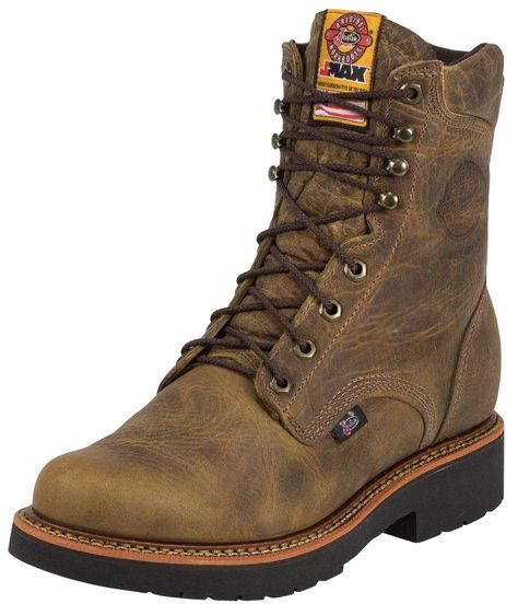 Mens Lace Up J-Max 8" Work Cowboy Boots | valleyvet.com Justin Boots Men, Mens Rugged, Max Steel, Steel Toe Work Boots, Mens Fashion Rugged, Work Boots Men, Justin Boots, Work Boots, Leather Working