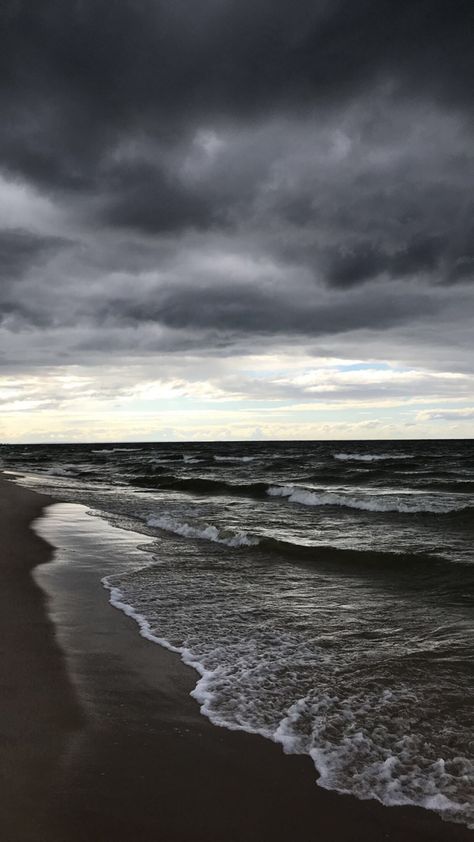 Beach Hd Wallpaper Iphone, Beach In The Rain, Rain In Ocean, Beach Rain Aesthetic, Rain On Beach, Black Beach Wallpaper, Raining At The Beach, Black Beach Aesthetic, Blue Waves Aesthetic