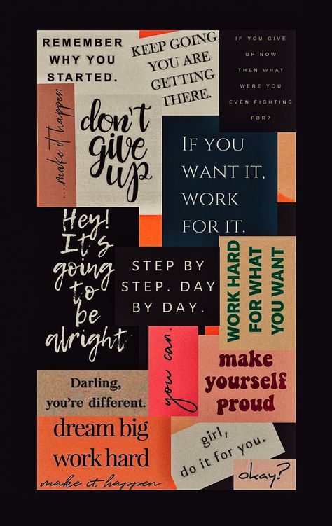 Study Motivation Quotes Printable, School Quotes Motivational Aesthetic, Study Motivation Wallpaper Iphone, Motivation Board Motivational Wall, Motivational Quotes Collage, Motivational Quotes Wallpaper Iphone, Motivational Posters For Room, Quotes Collage, Sticky Notes Quotes