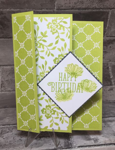 Trifold Cards Handmade, Tri Fold Cards Template, Ladies Birthday Cards, Women Birthday Cards, Tri Fold Shutter Card, Trifold Cards, Shutter Card, Fancy Fold Card Tutorials, Tri Fold Cards