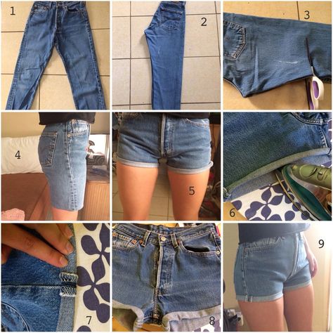 Teen Jeans, Diy Summer Clothes, Diy Tumblr, Diy Clothes Refashion, Mode Tips, Shorts Tutorial, Diy Clothes Videos, Diy Shorts, Diy Vetement