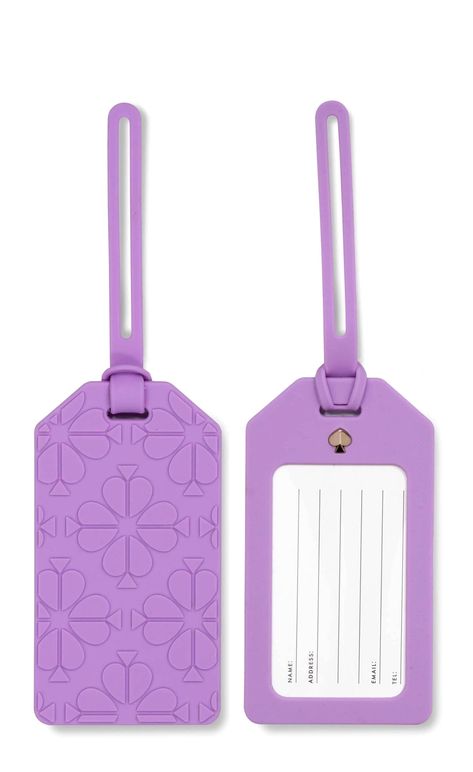 KATE SPADE New Silicone York Leather Key Holder Diy, Kate Spade Luggage, Purple Luggage, Suitcase Tags, Cute Luggage, Leather Key Holder, Best Travel Accessories, Flower Purple, Travel Tags