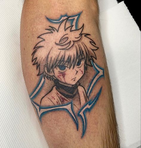 Cute Tattoos Anime, Killua Lightning Tattoo, Hunter X Hunter Tattoo Killua, Gon And Killua Tattoo, Killua Tattoo Ideas, Killua Tattoo Design, Killua Lightning, Killua Drawing, Killua Tattoo