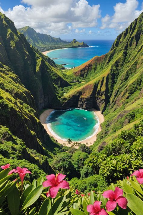 Unearthing Oahu&#8217;s Hidden Gems 🌺 Beautiful Tropical Places, Vacation Spots Aesthetic, Hawaii Tourist Attractions, Top Beaches In The World, Carribean Islands Aesthetic, Most Beautiful Beaches In The World, Aesthetic Island Pictures, Waikiki Beach Aesthetic, Pretty Places Nature