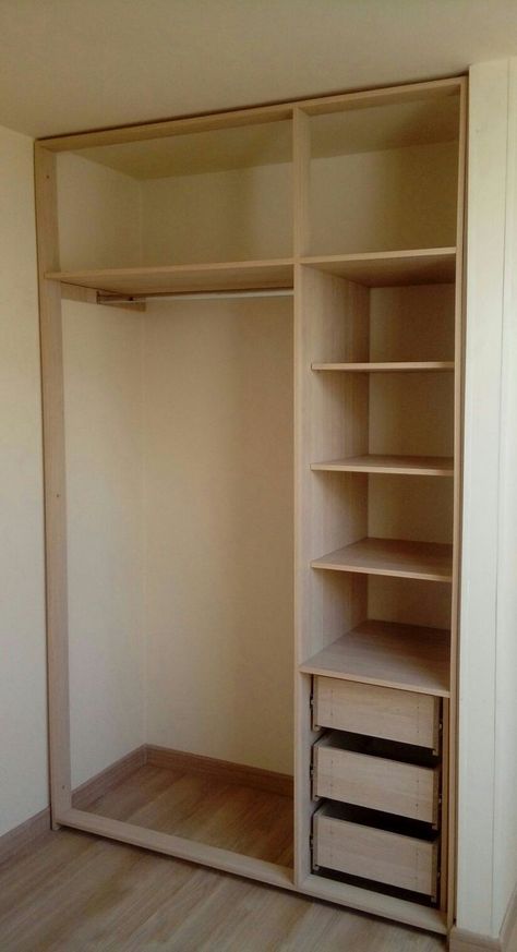 Tiny Closet Design Layout, Simple Small Wardrobe Design, Diy Floor To Ceiling Wardrobe, Closet Small Bedroom Space Saving, Making A Closet In A Room Without One, Wardrobe Closet Small Bedroom, Makeup Area In Bedroom Small Spaces, Ideas Para Closet Pequeños, Small Bedroom Closet Makeover