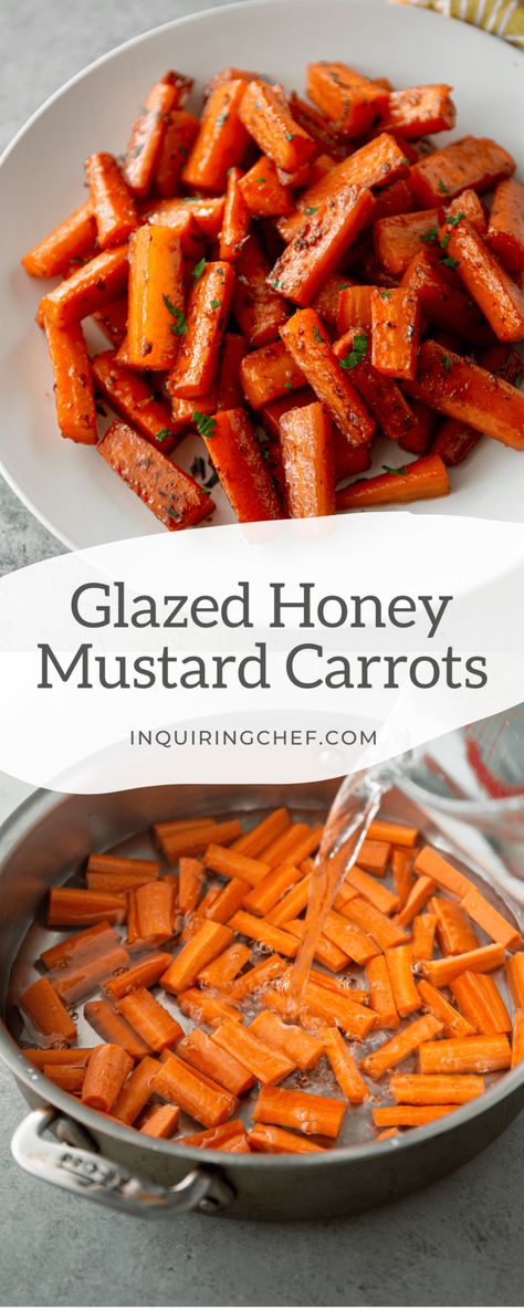 Honey Mustard Roasted Carrots, Honey Mustard Vegetables, Mustard Carrot Recipes, Honey Mustard Carrots Recipe, Braised Carrots Recipe, Honey Mustard Glazed Carrots, Carrots On Stovetop, Carrots Stovetop, Mustard Carrots