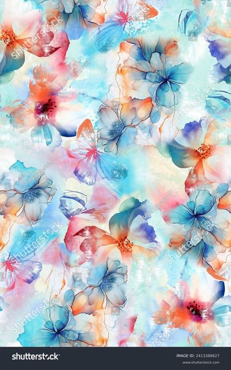 Design Textile Abstract Flower Background Stock Illustration 2413388627 | Shutterstock 7 Horses Running Painting Vastu Wallpaper, Textile Pattern Texture, Watercolor Pattern Design, Digital Graphics Art, Paisley Print Design, Watercolor Flowers Pattern, Floral Pattern Wallpaper, Textile Prints Design, Flower Pattern Design