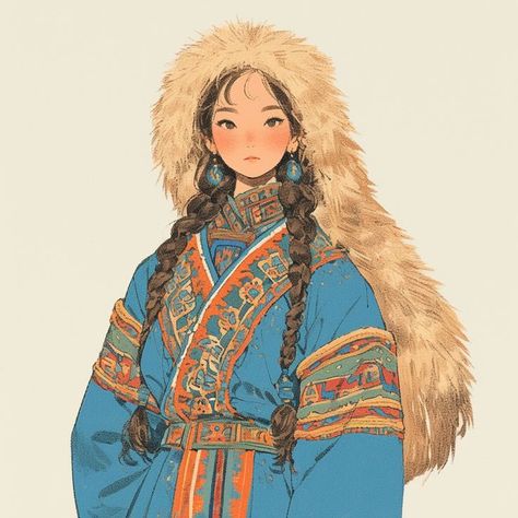 Mongol Art, Nomadic People, Fantasy Concept Art, Fantasy Inspiration, Mongolia, Character Portraits, Character Costumes, A Drawing, Character Design Inspiration