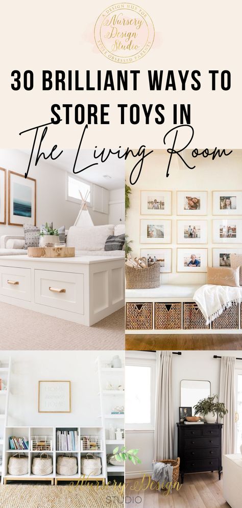 Toys In Living Room, Toy Organization Living Room, Hide Toys, Living Room Toy Storage, Kid Friendly Living Room, Dresser In Living Room, Family Friendly Living Room, Cottagecore Kitchen, Window Seat Storage