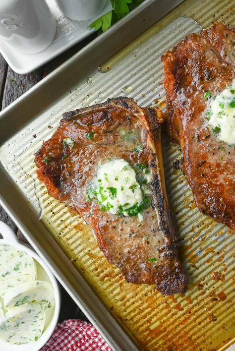 Oven Broiled New York Steak | Butter Your Biscuit Steak In Butter On Stove, Broiled New York Strip Steak, Oven Baked T Bone Steak, Bone In New York Strip Steak Recipes, Oven Broiled Steak, Ny Strip Steak Recipes Oven, New York Strip Steak Recipes Oven, Broiling Steak In Oven, Strip Steak Recipe Oven