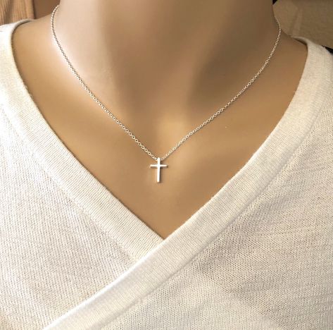 Cross Necklace Simple, Dainty Jewelry Necklace, Dainty Cross Necklace, Mens Cross Necklace, Silver Cross Necklace, Sterling Silver Cross Necklace, Heart Choker, Valentines Necklace, Delicate Jewelry