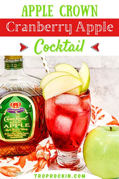 What To Mix With Crown Apple, Titos And Cranberry Juice, Crown Apple Drinks Recipes Fall, Crown Apple And Cranberry Juice, Cocktails With Crown Apple, Crown Apple Punch Recipes, Apple Flavored Alcoholic Drinks, Green Apple Crown Drinks, Mixed Drinks With Crown Apple