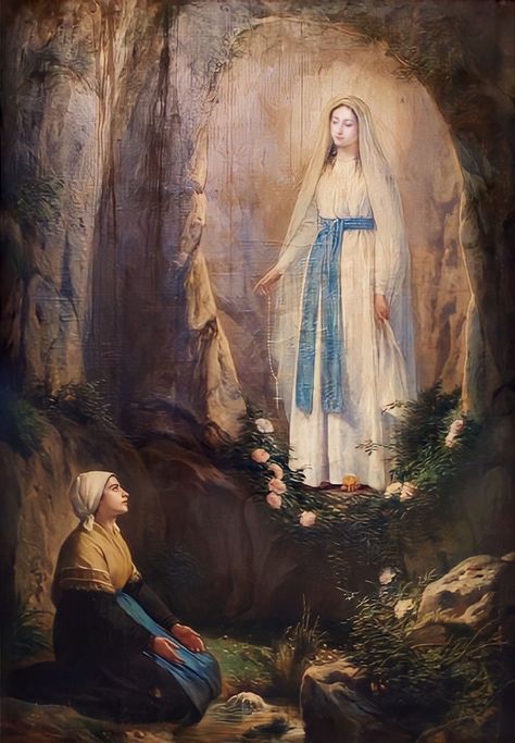 St Bernadette Of Lourdes, Virgin Mary Art, Jesus And Mary, San Domenico, Blessed Mary, Religious Pictures, Mother Art, Catholic Images, Lady Of Lourdes