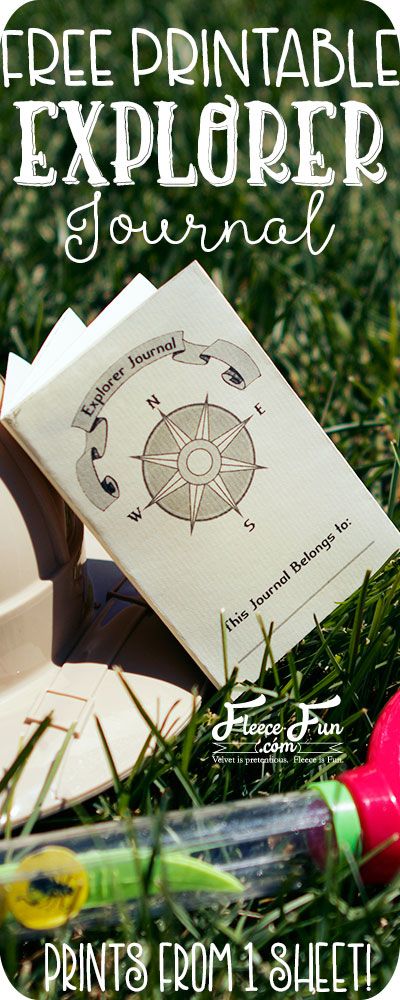 I love this free printable explorer journal!  It's perfect for a kids'outdoor activity and an easy DIY to assemble.  This idea is perfect for my upcoming family reunion. via @FleeceFun Explorer Themed Birthday Party, Adventure Themed Crafts For Kids, Exploration Activities For Kids, Kids Survival Activities, Outdoor Explorer Activities, Wilderness Explorer Badges Printable, Explorer Party Ideas, Camping Unit Study, European Explorers Activities