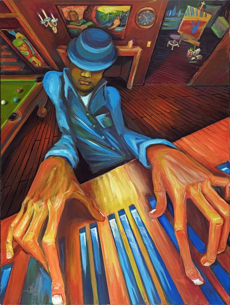 Jazz Painting, Arte Jazz, Colorful Photos, Show Of Hands, Black Arts, Spiritual Paintings, Jazz Art, Afrocentric Art, Black Art Painting