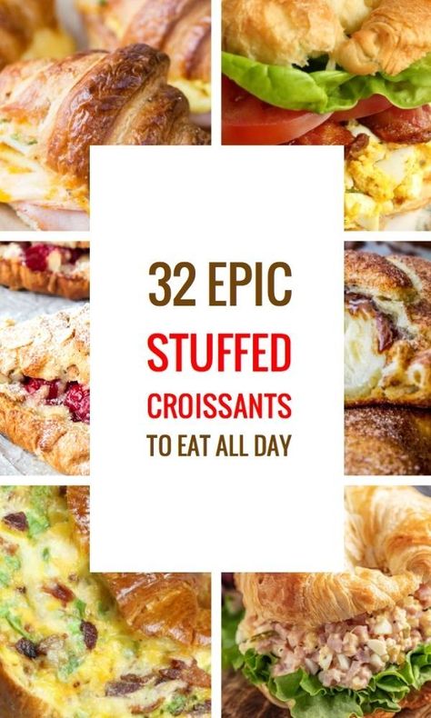 Croissant Recipes Dinner, Croissants Recipe Stuffed, Crossaint Sandwich, Croissant Appetizers, Croissants Recipes, Crescent Sandwiches, Stuffed Croissants, Crossiant Recipes, Croissant Recipes