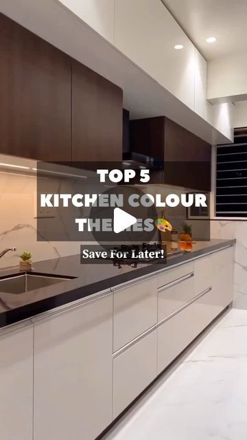 Dream home decor on Instagram: "Top 5 Kitchen colour combination that you should definitely consider for your kitchen designing!

Follow @dream_home_decor_2115 for more such content

#interior #interiordesign #kitchendesign #kitchendecor #interiordecor #interiorstyling #kitcheninterior 
#homedecor" Colour Combination For Kitchen Cabinets, Best Color Combinations For Kitchen, Kitchen Trolly Colors Combination, Kitchen Colour Combination 2024, Kitchen Colour Combination Color Combos, Home Interior Colour Combination, Two Colour Kitchen Units, Modern House Color Schemes, Best Kitchen Colors 2024