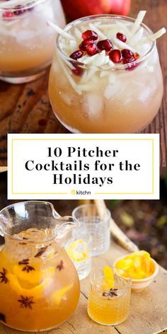 10 Pitcher Cocktails to Serve on Thanksgiving Christmas Drinks Alcohol Recipes, Pitcher Drinks, Pitcher Cocktails, Christmas Drinks Alcohol, Thanksgiving Drinks, Thanksgiving Cocktails, Christmas Cocktail, Winter Cocktails, Festive Drinks