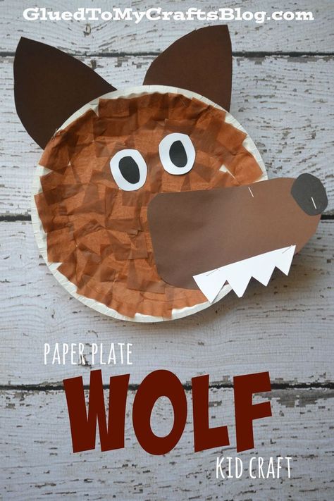 Cute and easy wolf craft.  This would be great for Peter and the Wolf or for dramatizing Little Red Riding Hood. Wolf Craft, Wolf Kids, Paper Plate Crafts For Kids, Traditional Tales, Kid Craft, Paper Plate Crafts, Daycare Crafts, Plate Crafts, Three Little Pigs