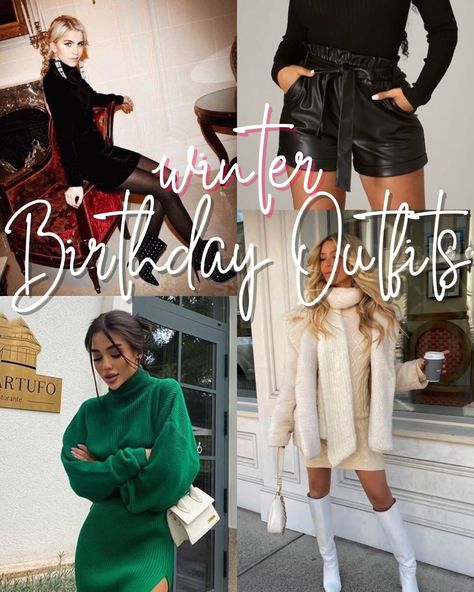 Women Winter Birthday Outfits, Woman’s Birthday Outfit, Birthday Outfits 40th, February Birthday Dinner Outfit, Winter Sweet 16 Outfits, Bday Outfit Ideas Casual Winter, Winter Birthday Outfit 2024, Winter Outfits Birthday Party, Winter Outfits For Birthday Party