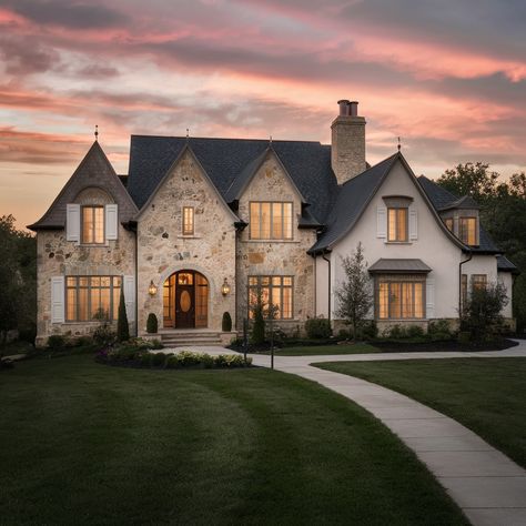 A stunning French Country House 💖💖 French Country Estate Homes, Country French House Exterior, Country Side House Exterior, Transitional French Country Exterior, Modern French Country House Exterior, Modern French Country Home Exterior, French Style House Exterior, French Country Home Exterior, Nice House Exterior