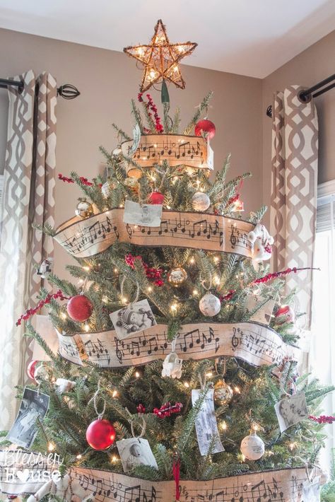 Eclectic Christmas, Music Christmas Ornaments, Cheap Christmas Trees, Cozy Eclectic, Music Tree, Holiday Home Tour, Halloween Adventure, Christmas Traditions Family, Tree Themes