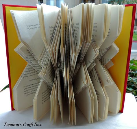 Upcycle: Book folding - Free patterns | the ReFab Diaries Book Upcycle, Book Folding Patterns Free Templates, Folding Books, Book Folding Patterns Free, Origami Book, English Ideas, Old Book Crafts, Recycled Books, Artists Books