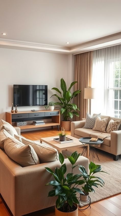 Transform your living room into a cozy haven! Embrace modern aesthetics with warm hues, lush indoor plants, and inviting touches for pure relaxation. 🌿✨ Cozy Modern Living Room, Modern Cozy Living Room, Modern Aesthetics, Future House, Modern Living Room, Modern Living, Indoor Plants, Lush, Relaxation